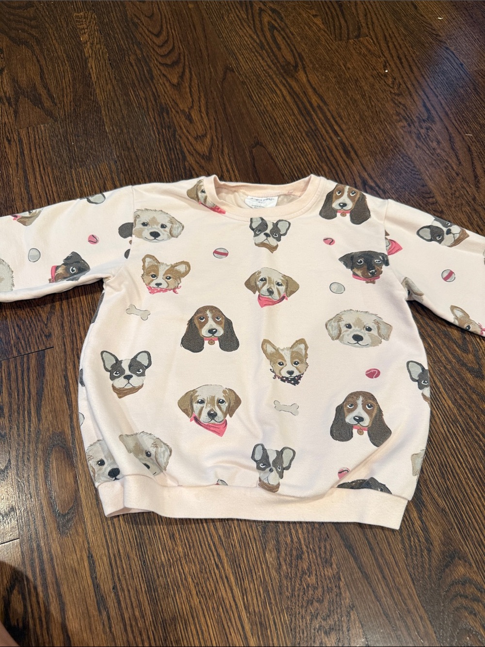 Angel Dear Pink Dog Print Crewneck - Soft Blush